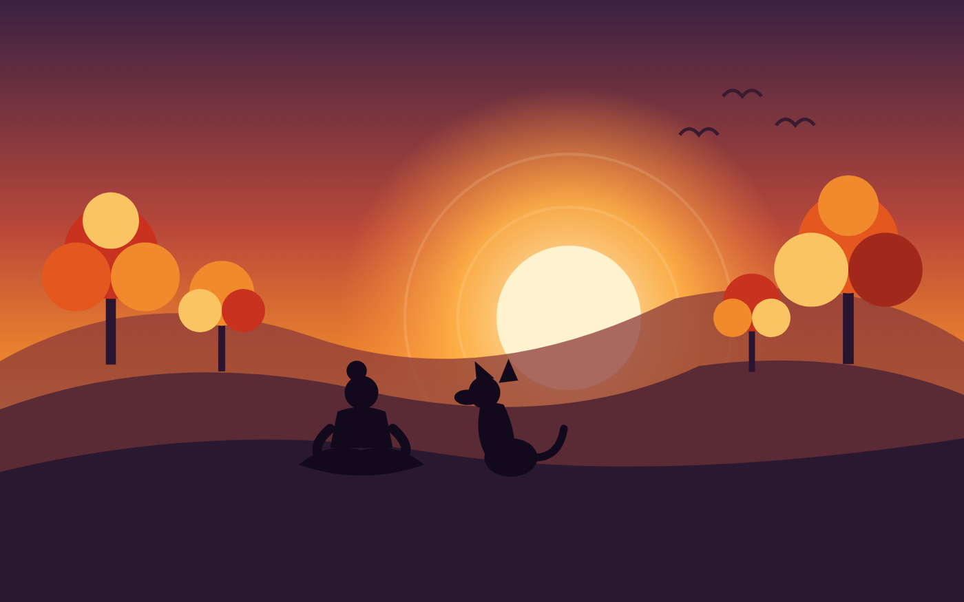Meditating at sunset